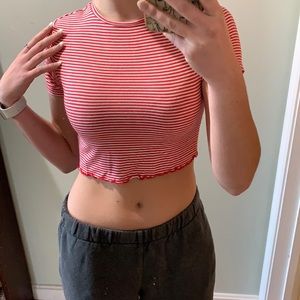 PACSUN  XS red and white stripped crop top